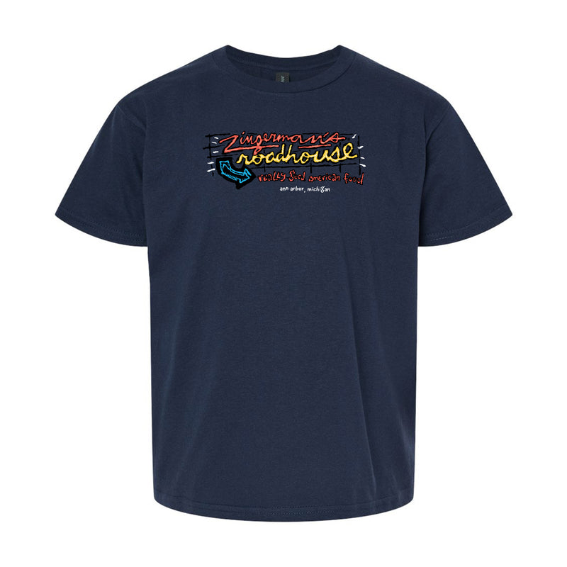 Youth Zingerman's Roadhouse Neon Sign Soft Style T-Shirt - Navy