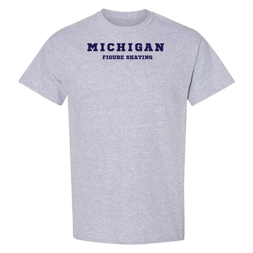 Michigan Figure Skating Navy Block T-Shirt - Sport Grey