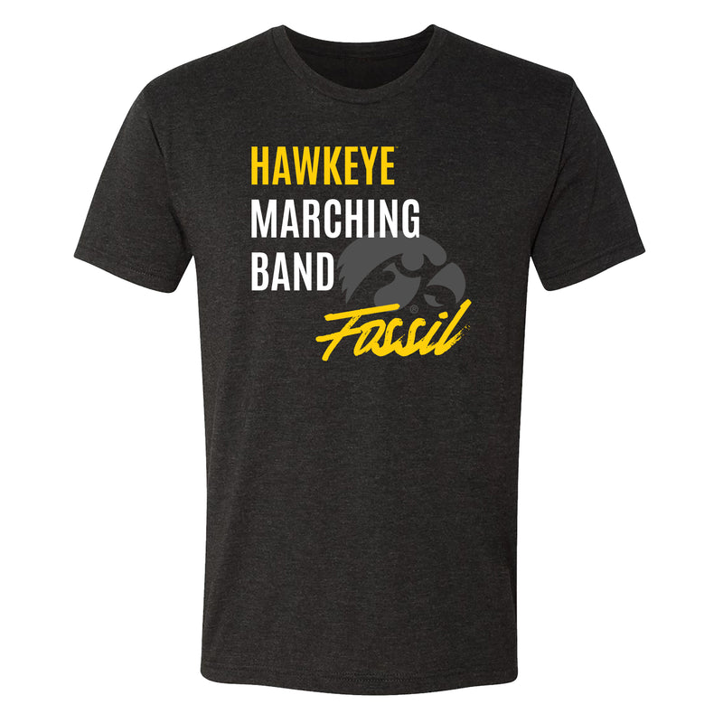 Hawkeye Marching Band Fossil Script T-Shirt - Vintage Black