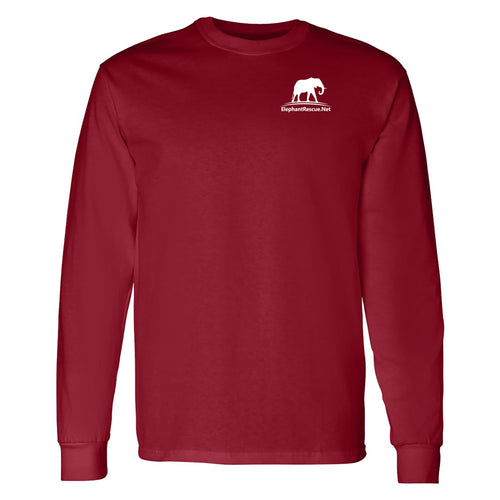 Elephant Rescue Long Sleeve T-Shirt - Garnet