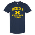 Arch Logo Wheelchair Tennis University of Michigan Basic Cotton Short Sleeve T Shirt - Navy