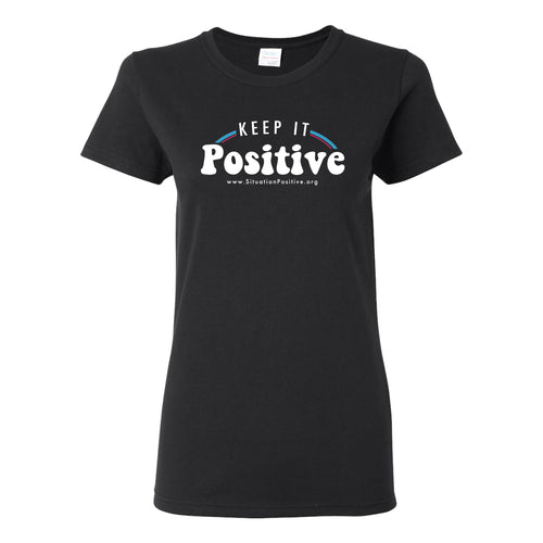 Retro Keep It Positive Ladies T-Shirt - Black