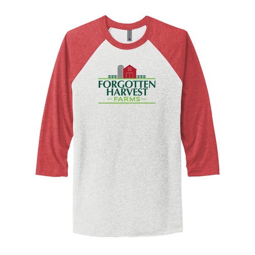 Forgotten Harvest 3/4 Sleeve Baseball Tee - Heather White / Vintage Red