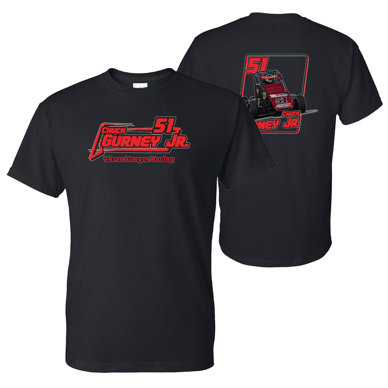 Three Stooges Racing Gurney Jr Unisex Cotton T-Shirt - Black