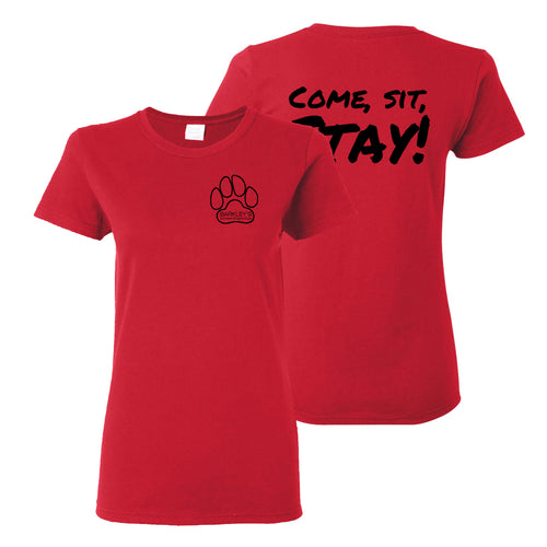 Barkley's Midtown Come Sit Stay Ladies T-Shirt - Red
