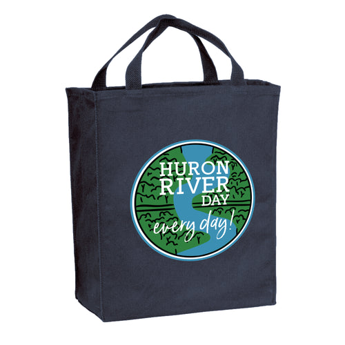 Huron River Day Cotton Tote Bag - Navy