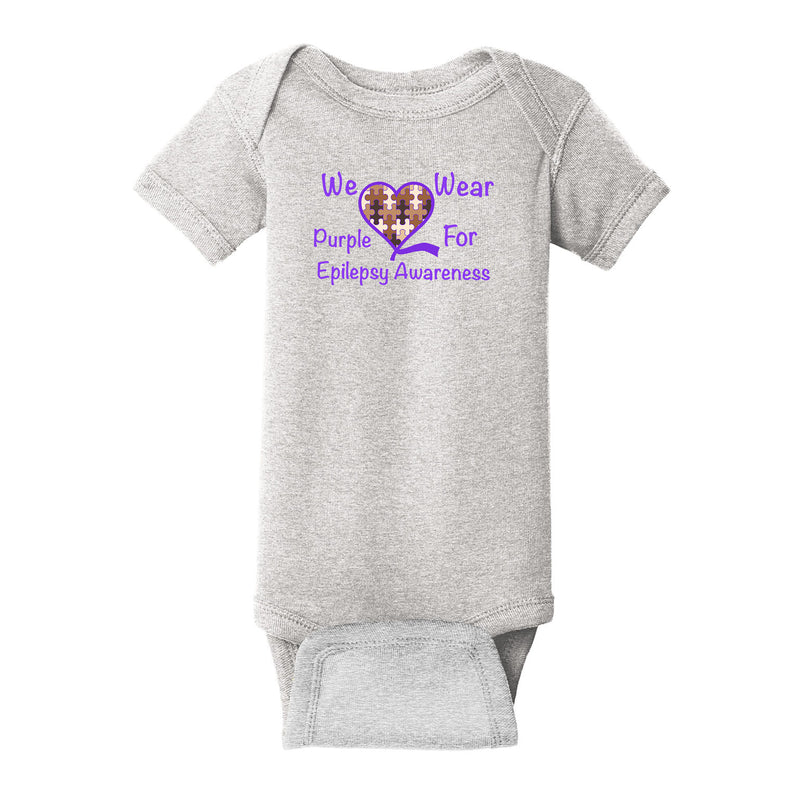 Fourth Quarter Faith We Wear Purple Onesie- Heather Grey