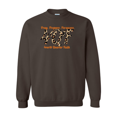 Fourth Quarter Faith Leopard Crewneck Sweatshirt - Dark Chocolate
