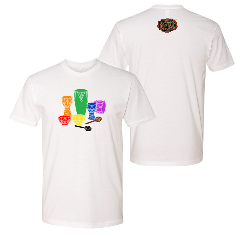 Rootead Rainbow Drums Tee- White