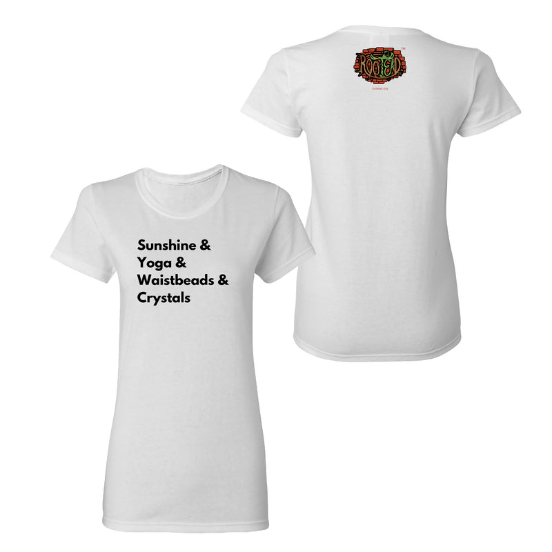 Rootead Sunshine Yoga Ladies T-Shirt- White