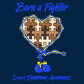 Fourth Quarter Faith Born a Fighter Down Syndrome Awareness Youth T-Shirt- Navy