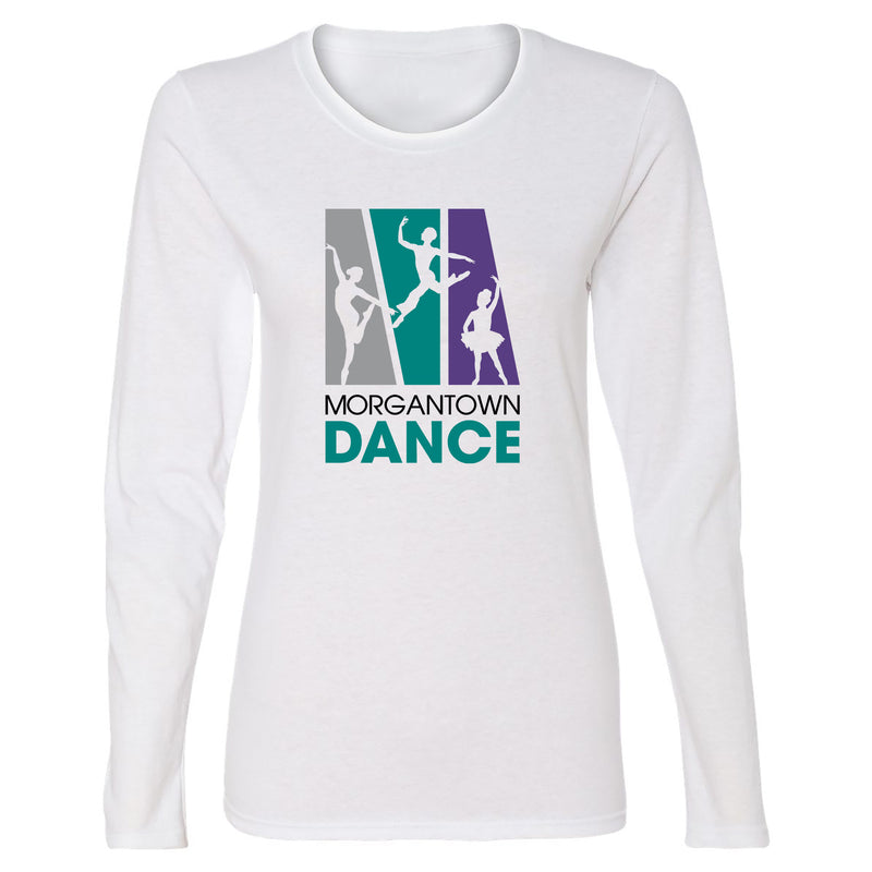 Morgantown Dance Full Color Logo Ladies Longsleeve T-Shirt- White