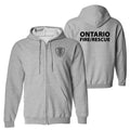 Ontario Fire Maltese Cross Logo Full Zip Hooded Sweatshirt- Sport Grey
