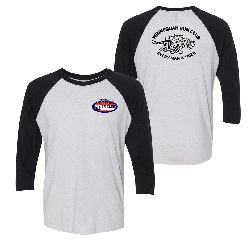 WGC - Every Man A Tiger Raglan - Black / Heather White